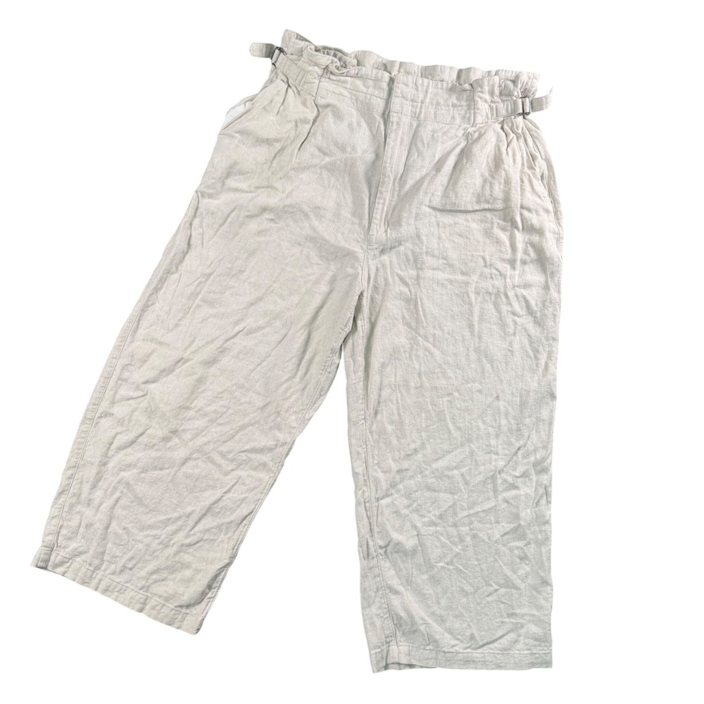 Abercrombie & Fitch Linen Blend Wide Leg Cropped Pants Womens XLR Boho Coastal
